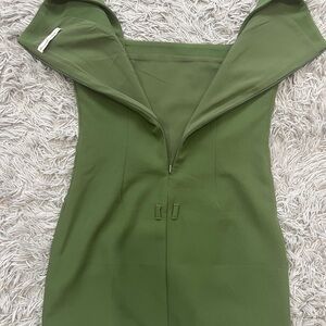Abercrombie & Fitch Olive Green Off-Shoulder Dress